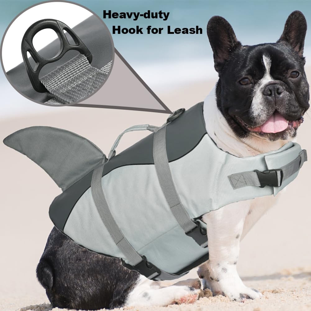 Doglay Dog Life Jacket Shark buoyancy material close-up highlights durable ripstop fabric.