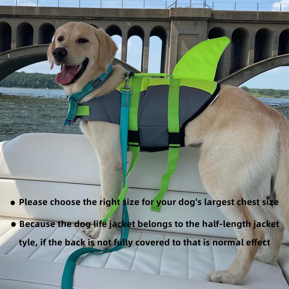 Doglay Dog Life Vest size guide chest measurement image helps pick right size.
