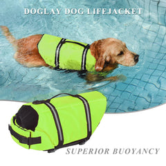 Doglay Life Jacket worn on dog demonstrating quick rescue handle use