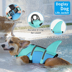 Doglay Shark Dog Jacket rescue-handle in action for quick assistance.