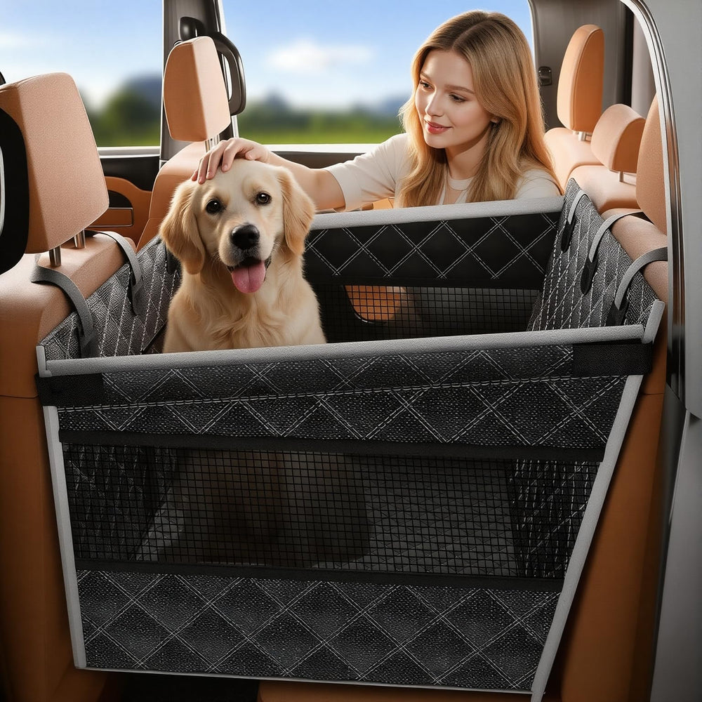 Doglike dog car seat side view installed for secure travel and comfort