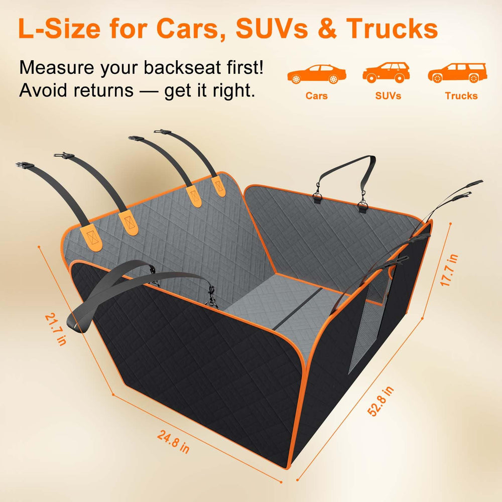 Doglike storage pockets keep treats and toys within reach on the road.