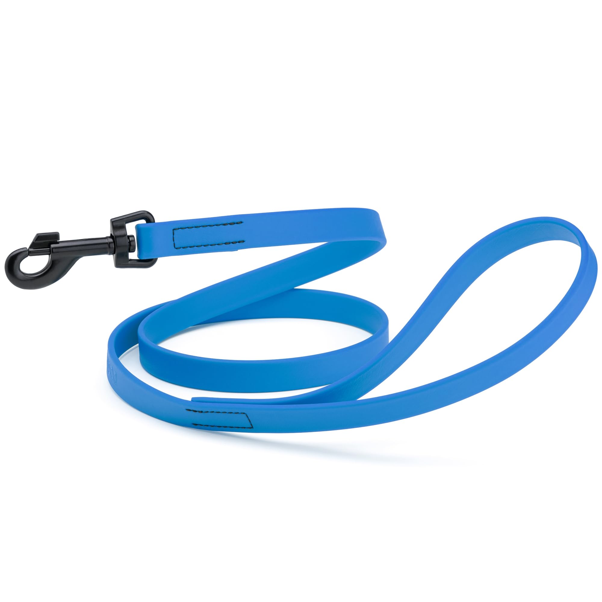 Dogline Biothane leash cerulean blue 6ft ready for outdoor walks and easy cleaning.