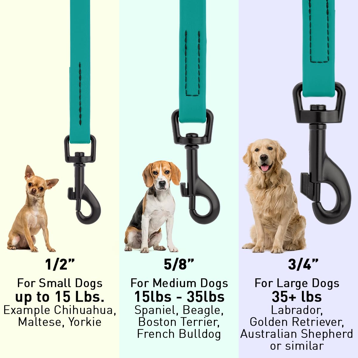 Dogline Biothane leash in wet conditions, demonstrating waterproof and easy-clean surface.