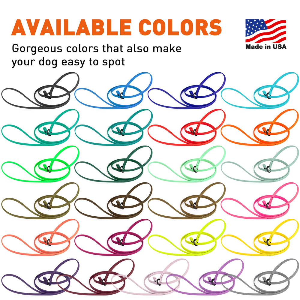 Dogline Biothane slip leash odor-free material ensures fresh walks.