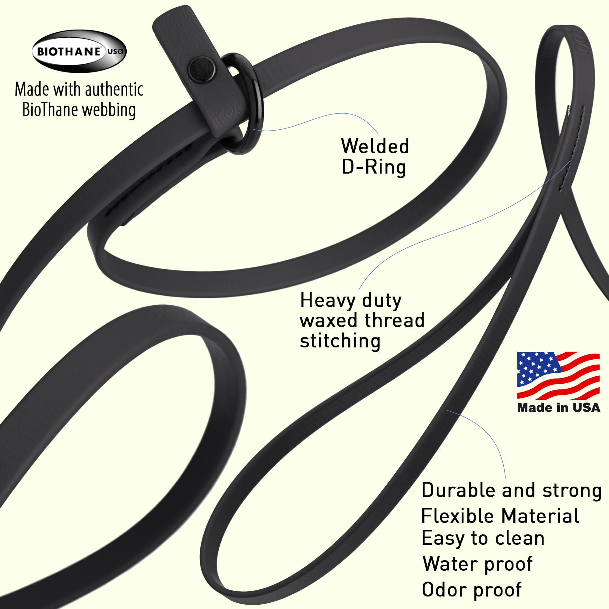 Dogline Biothane slip leash rolled up for space-saving transport.