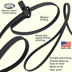 Dogline Biothane slip leash rolled up for space-saving transport.