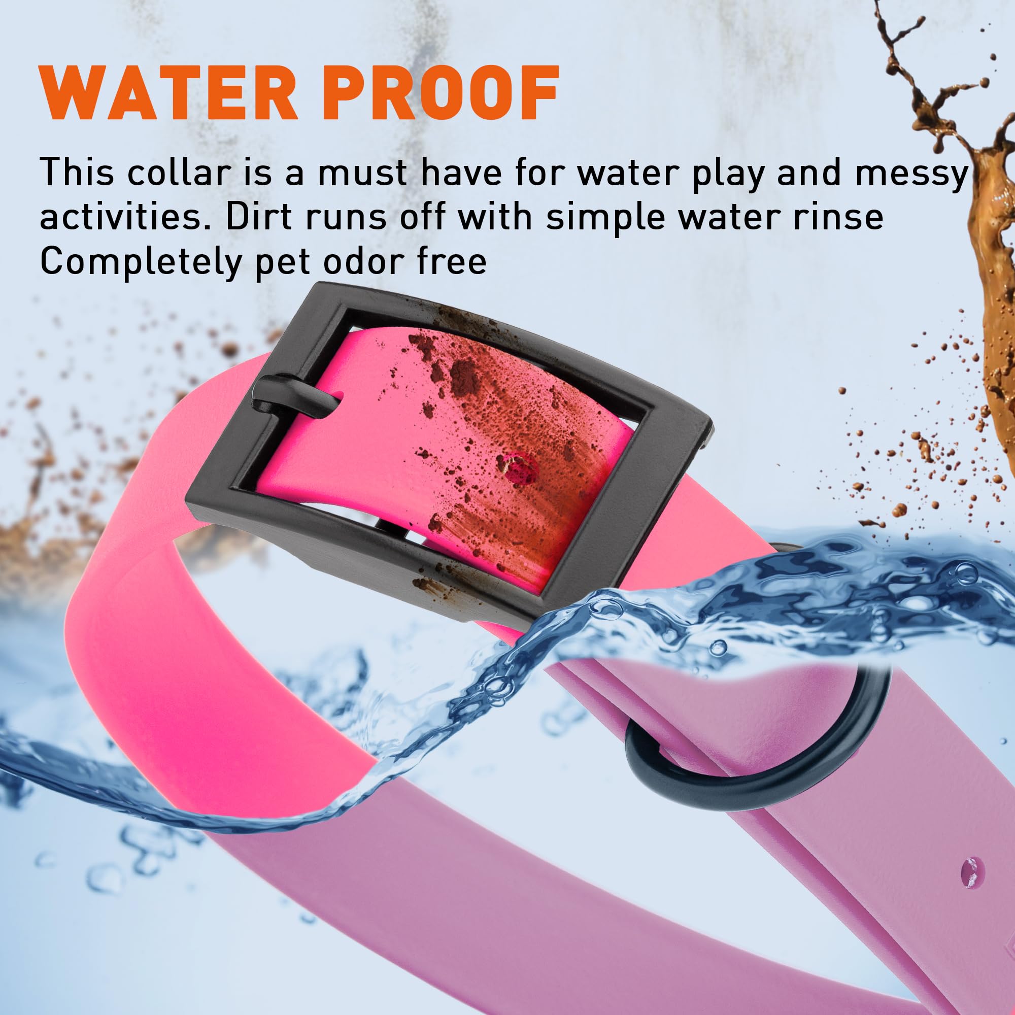 Dogline Biothane Waterproof Collar D-ring with ID tag demonstrates secure attachment