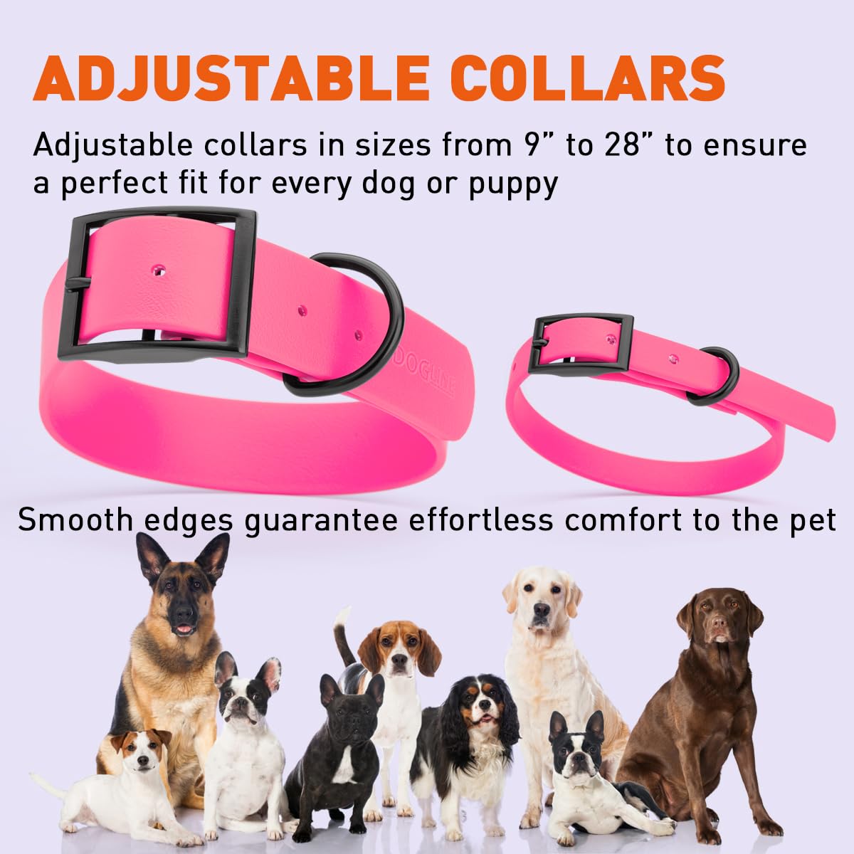 Dogline Biothane Waterproof Collar suitable for small to large dogs