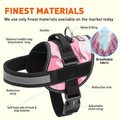 Dogline harness with reflective strips for high visibility at night