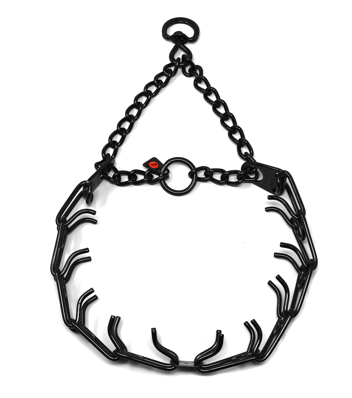 Dogline Herm Sprenger prong collar with swivel for secure leash attachment.