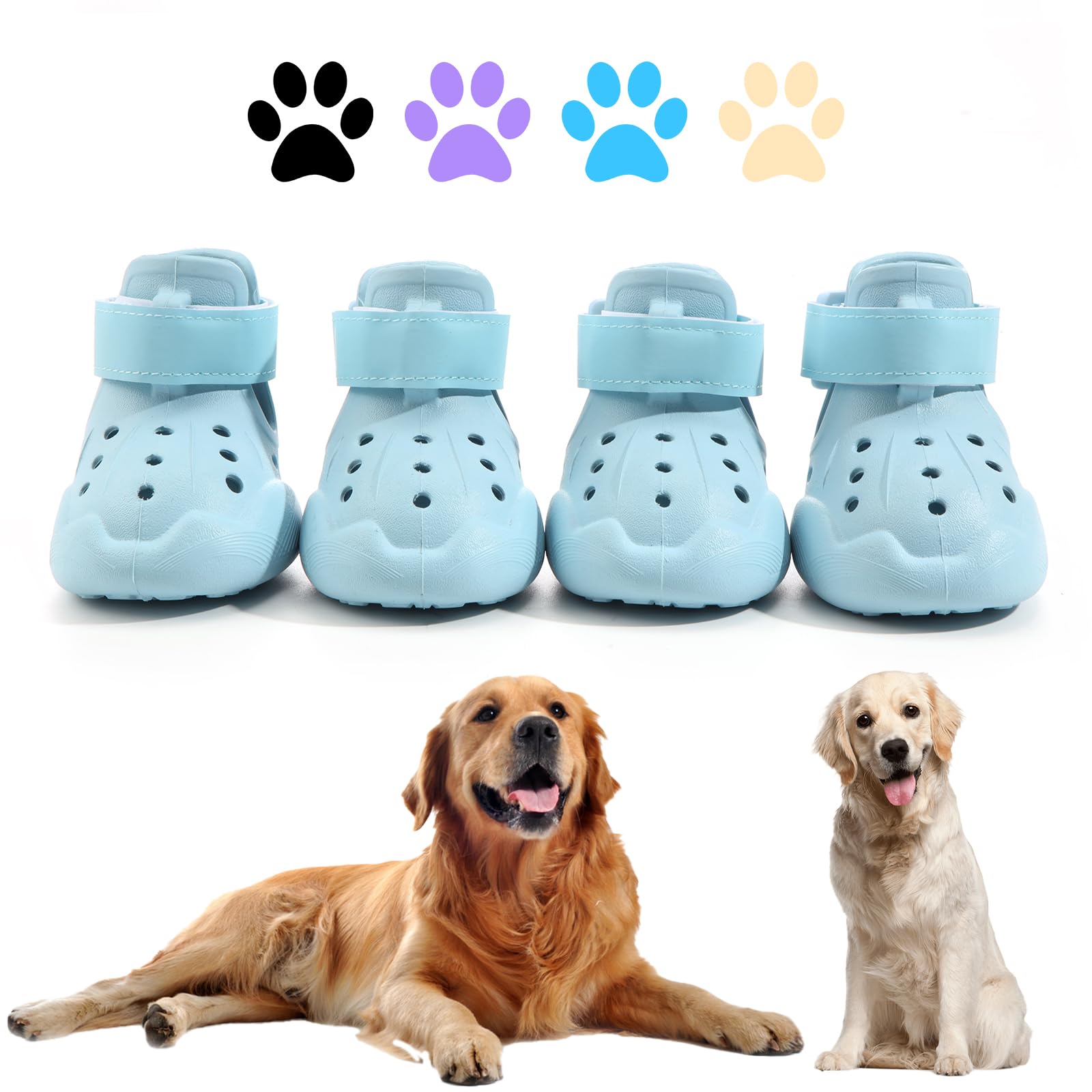 DOGOYS dog shoes blue side view shows secure fit and rugged sole