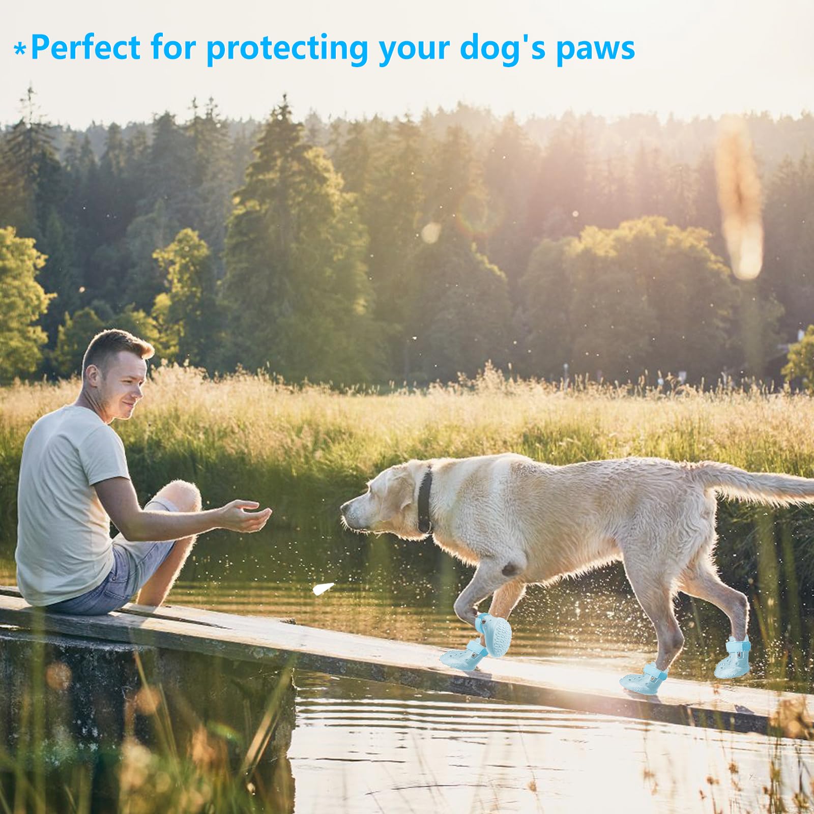 DOGOYS dog shoes blue wet-weather use keeps paws dry and protected