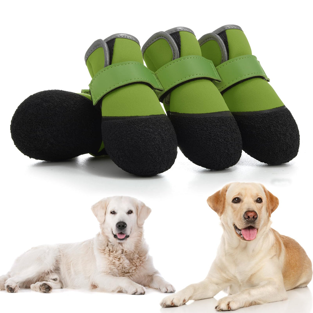 DOGOYS dog shoes, green top view, offer paw protection for daily outdoor adventures.