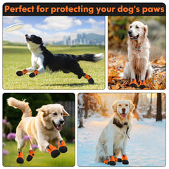 DOGOYS dog shoes orange waterproof fabric keeps paws dry on wet days.