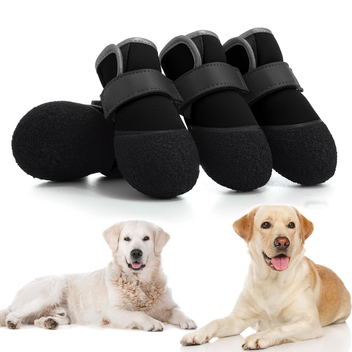 DOGOYS rugged-sole dog shoes provide traction on slick surfaces.