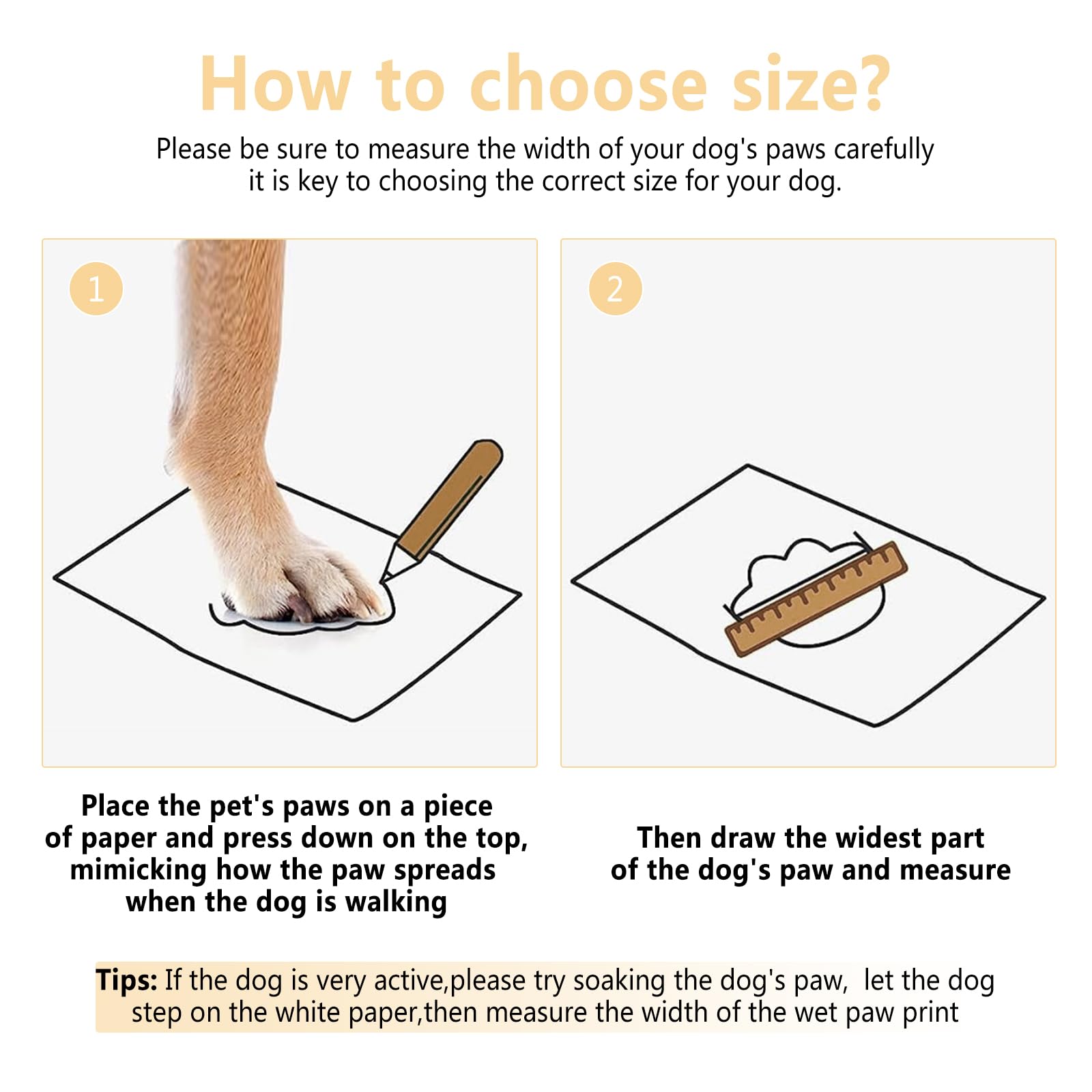 DOGOYS size-guide dog-shoes beige helps you choose the right paw fit.