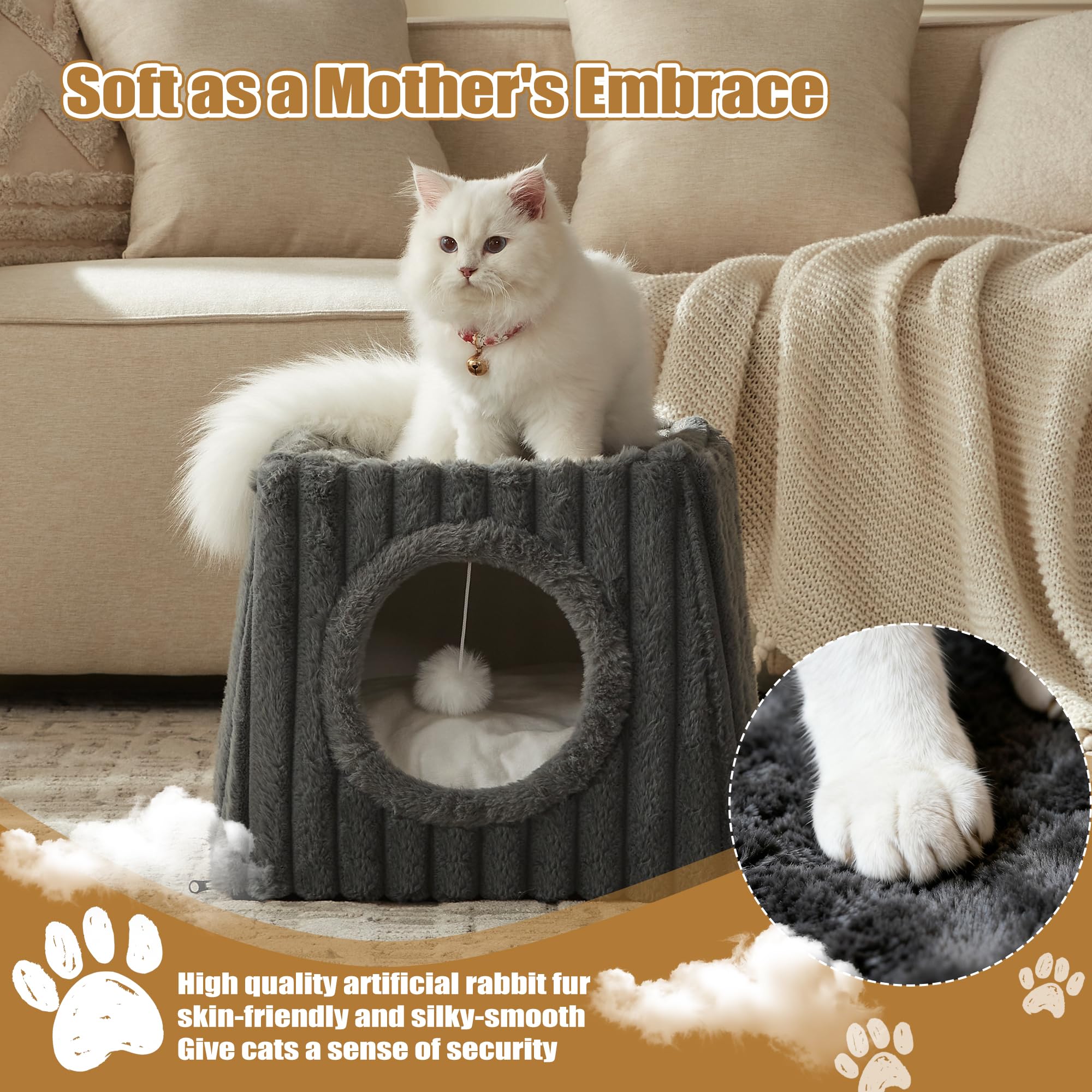 Dogpals deep grey cat house showcases a neutral color that fits any room.