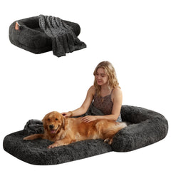 Dogpals foldable human dog bed folded setup shows compact storage and portability