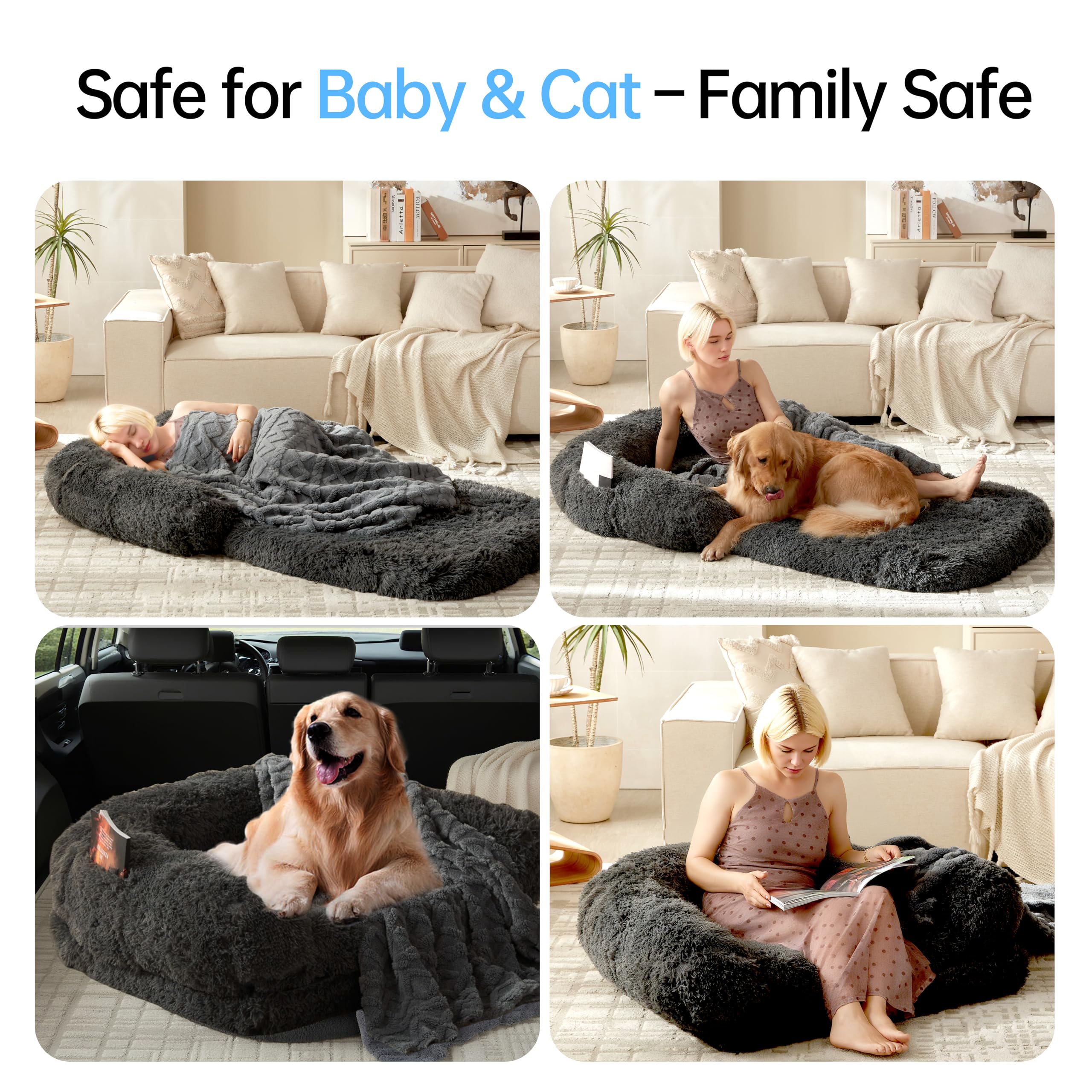 Dogpals foldable human dog bed large dimensions usage suitable for adults and pets