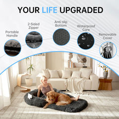 Dogpals foldable human dog bed memory foam closeup highlights orthopedic support