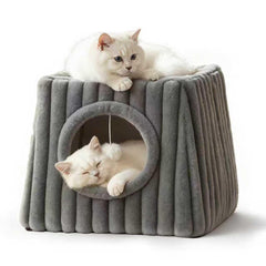 Dogpals Indoor Cat House large bed shows a private lounging space for cats.