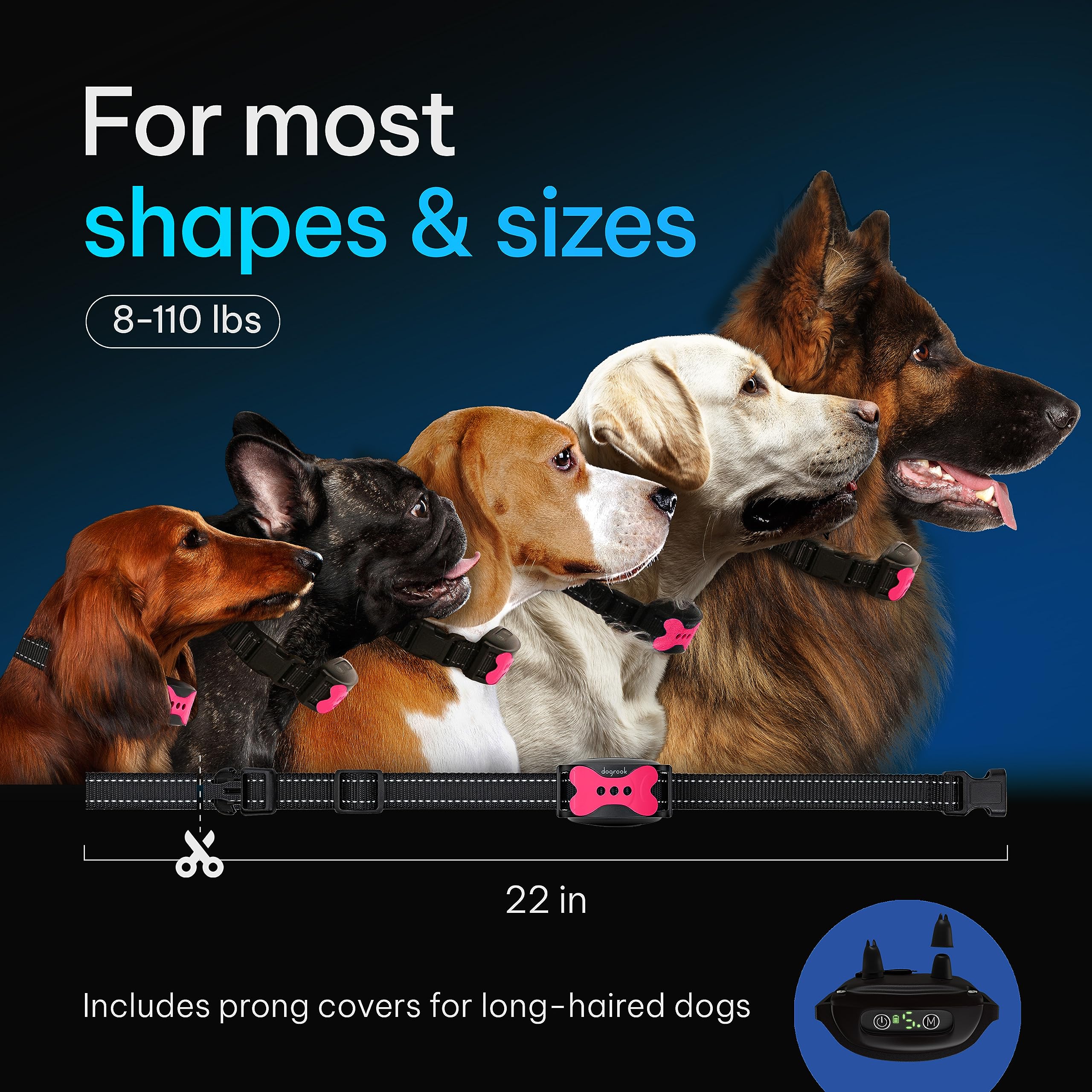 DogRook long-haired dog prong covers highlight compatibility with fluffy coats