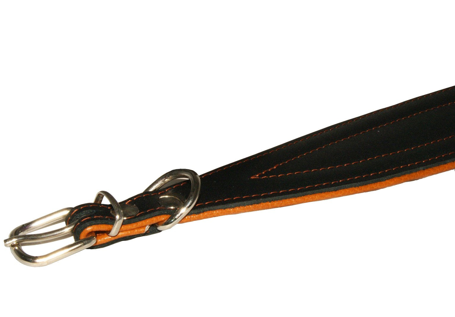 Dogs My Love leather collar close-up highlights soft lining for comfortable wear.