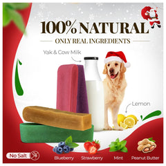 Dogsee Festive blueberry chew closeup supports dental hygiene while your dog relishes fruity flavor.
