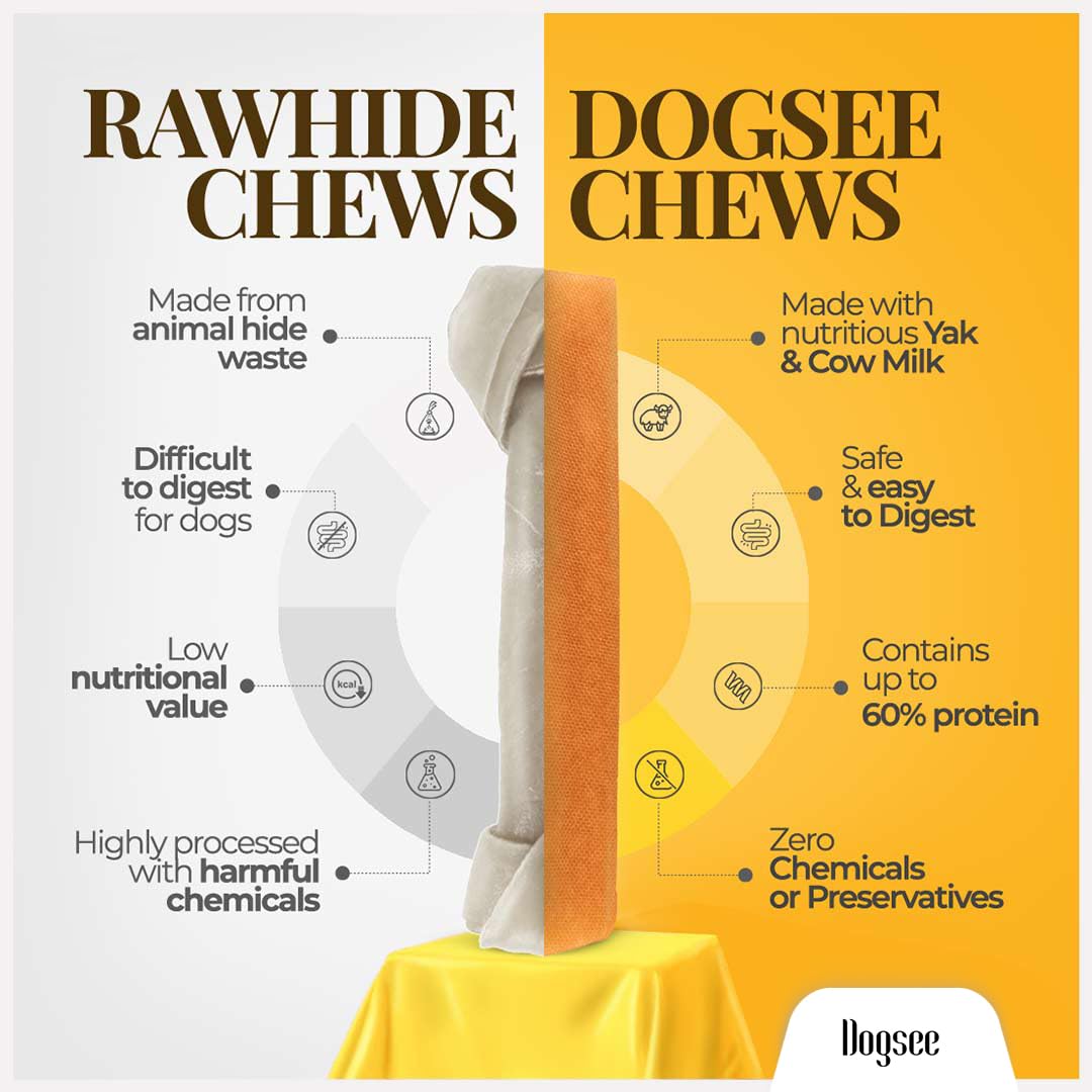Dogsee Himalayan Yak Cheese Turmeric ingredients close-up shows natural dairy ingredients and turmeric.