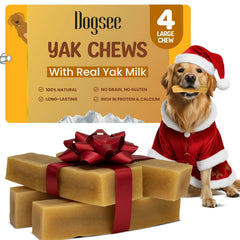 Dogsee Original Yak Chews packaging highlights natural Himalayas ingredients for mindful chewing.