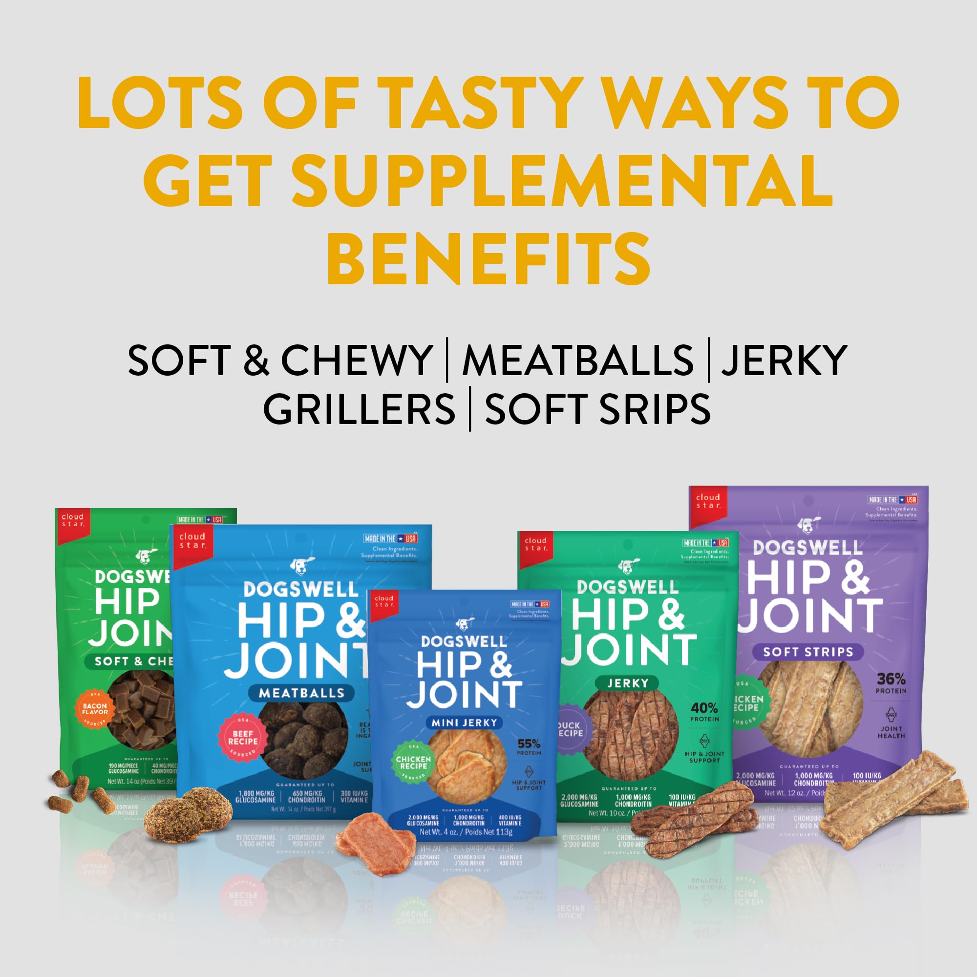 DOGSWELL no added sugar label on pack indicating cleaner snacking