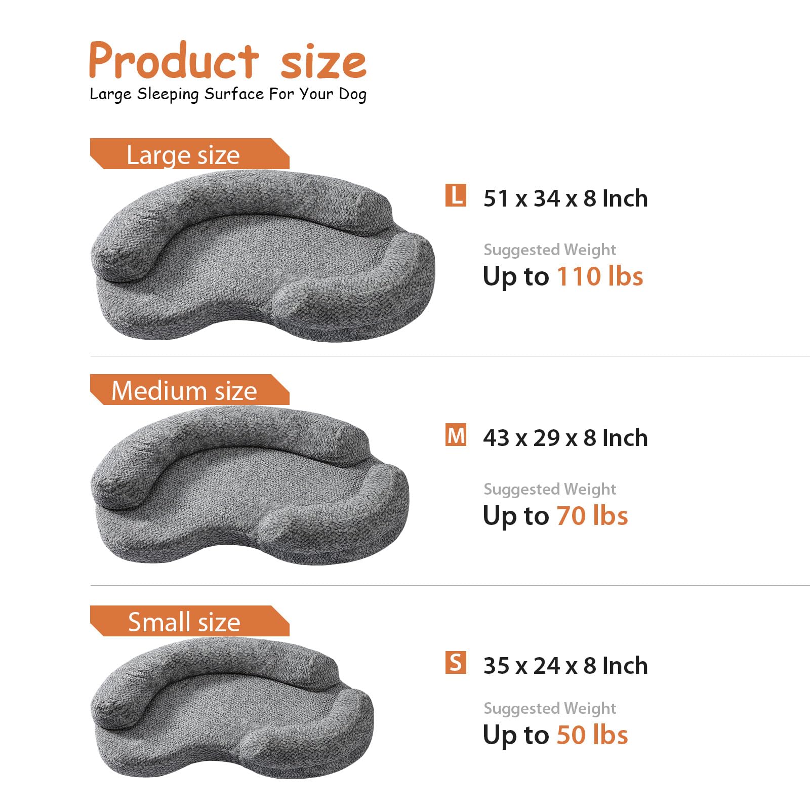 DogTender bed for medium-sized dogs displayed beside size reference 43x29 inches.