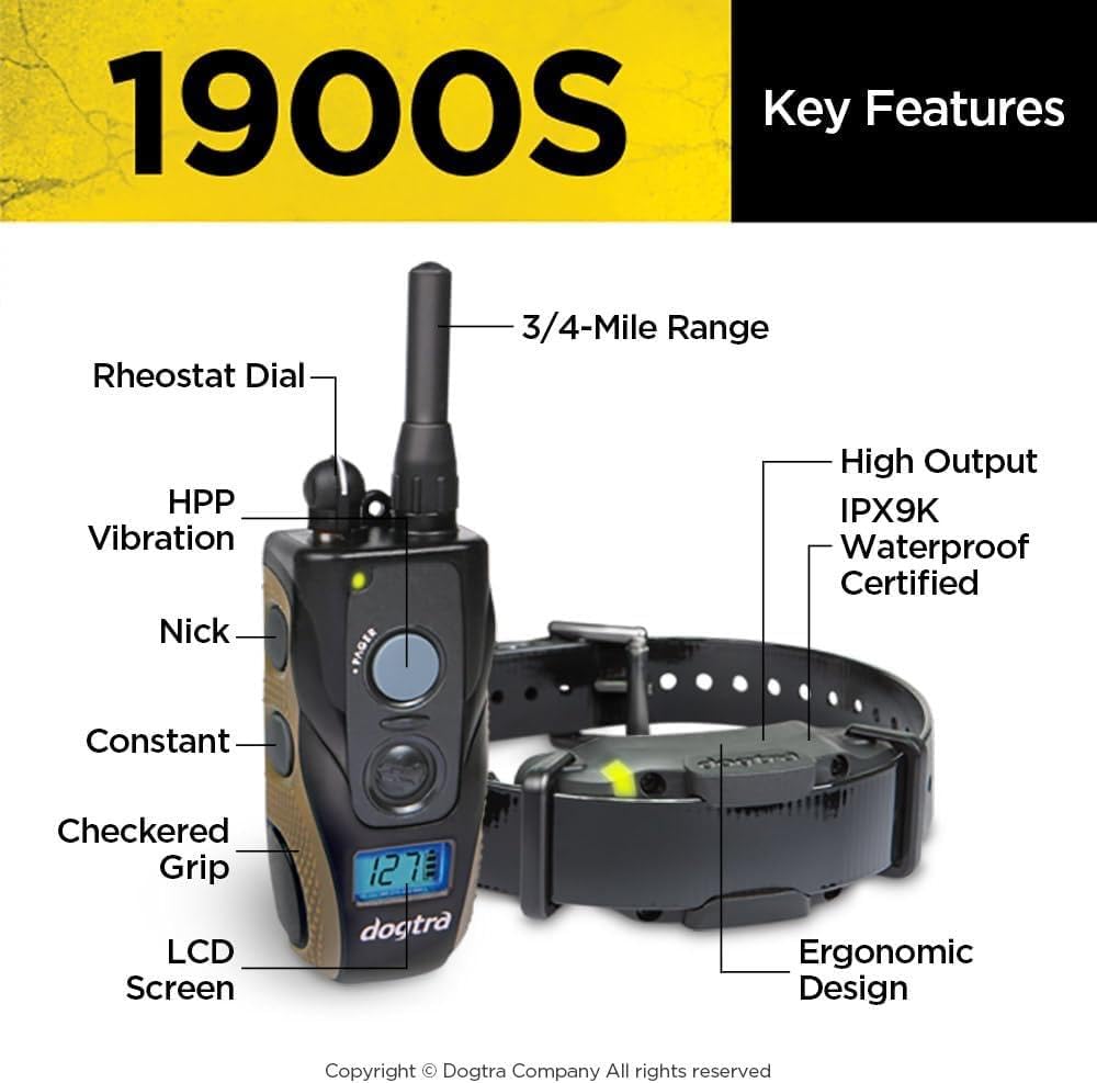 Dogtra 1900S IPX9K waterproof design withstands wet hunting environments.