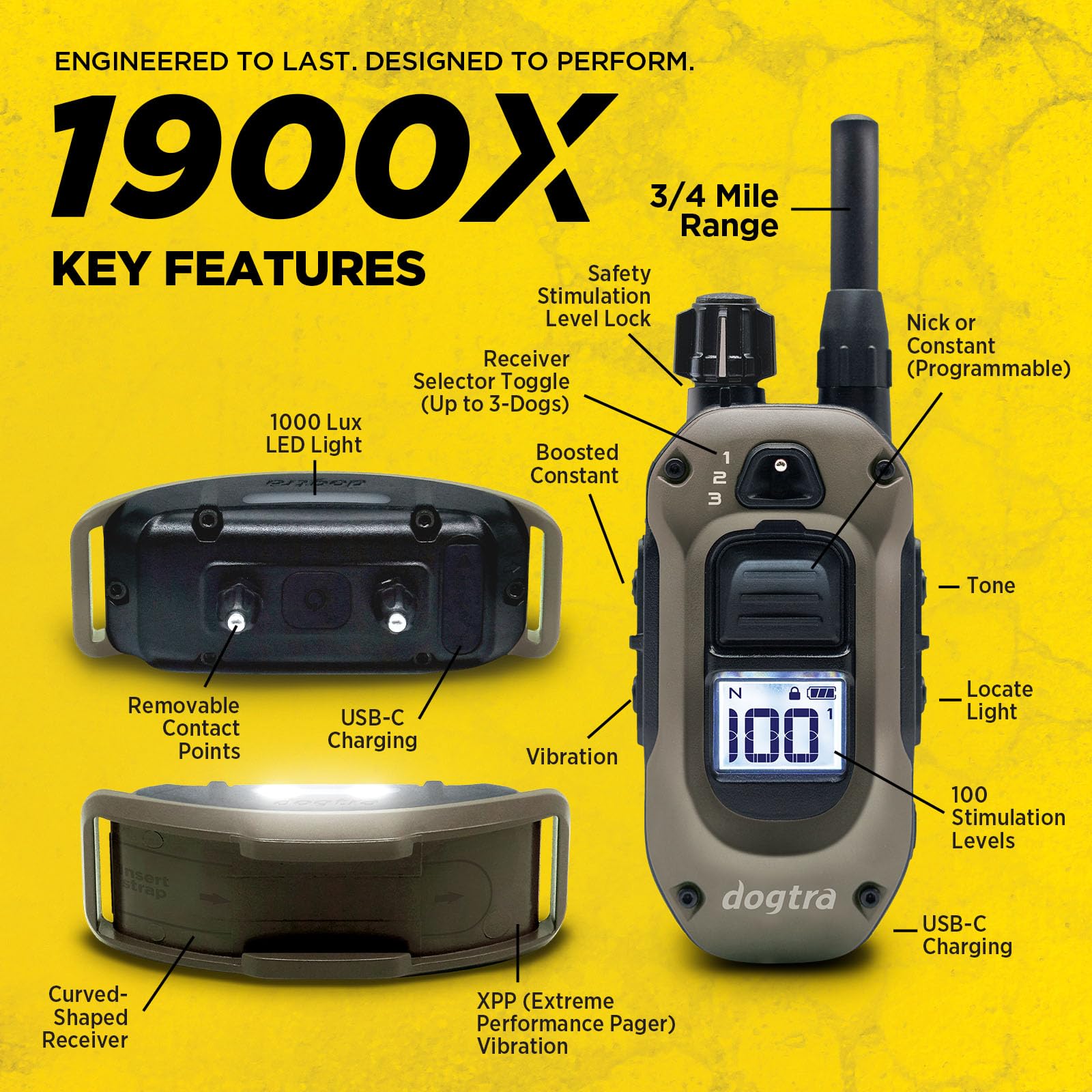 Dogtra 1900X safety lock feature prevents accidental setting changes