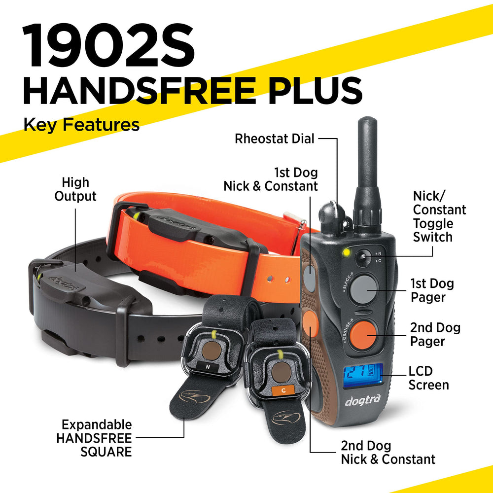 Dogtra 1902S HANDSFREE transmitter with ergonomic grip for comfortable use.