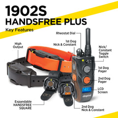Dogtra 1902S HANDSFREE transmitter with ergonomic grip for comfortable use.