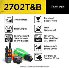 Dogtra 2702T&B LCD and rheostat dial for precise dog tuning during hunts.