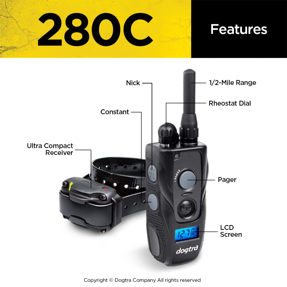 Dogtra 280C constant stimulation mode display in action during training.