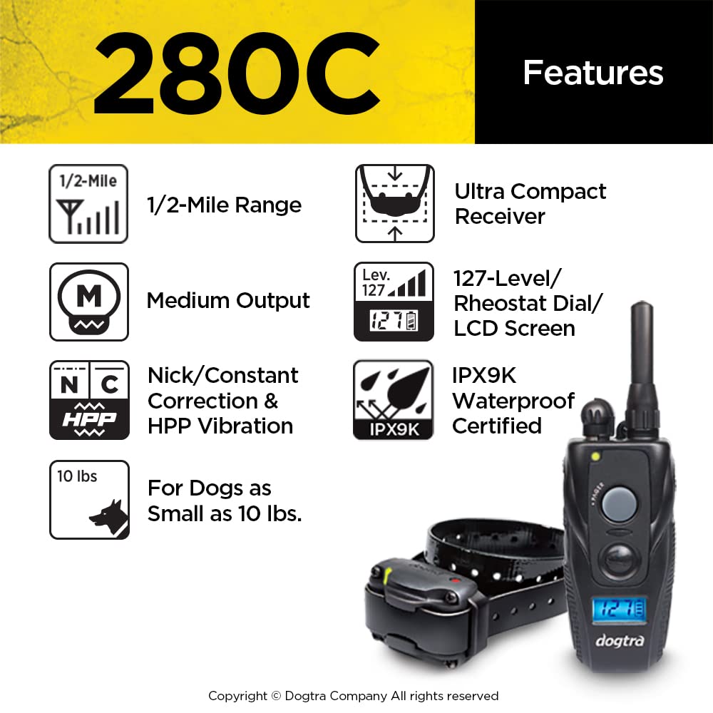 Dogtra 280C nick stimulation mode close-up emphasizing quick momentary corrections.