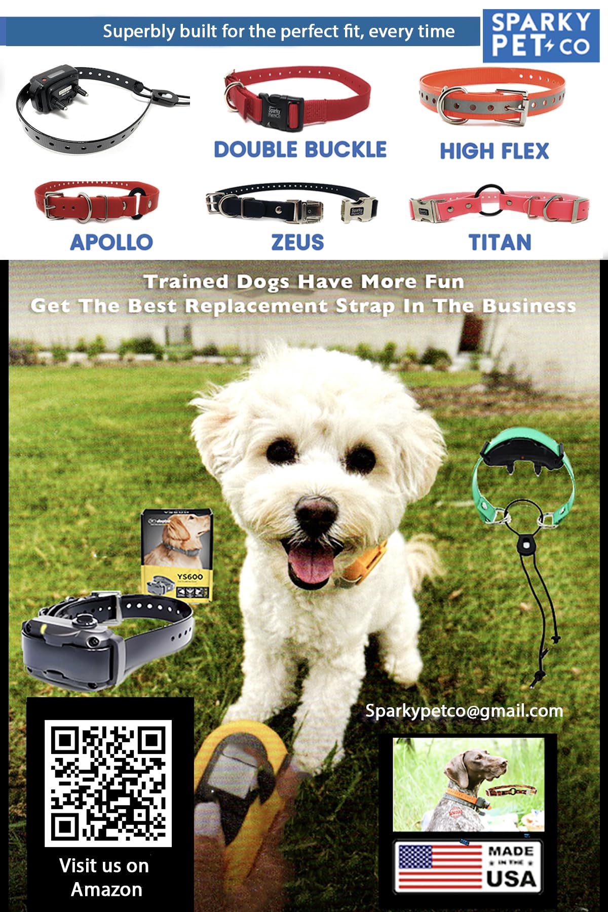 Dogtra strap with e-collar logos demonstrates broad compatibility across systems.