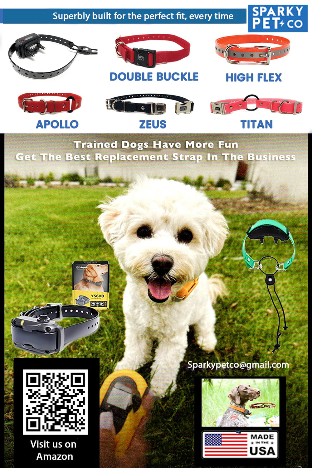 Dogtra strap with e-collar logos demonstrates broad compatibility across systems.
