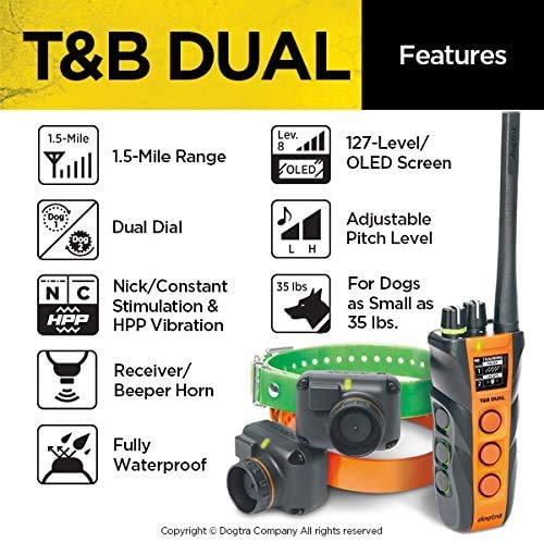 Dogtra T&amp;B Dual dial controls for independent levels on two dogs.