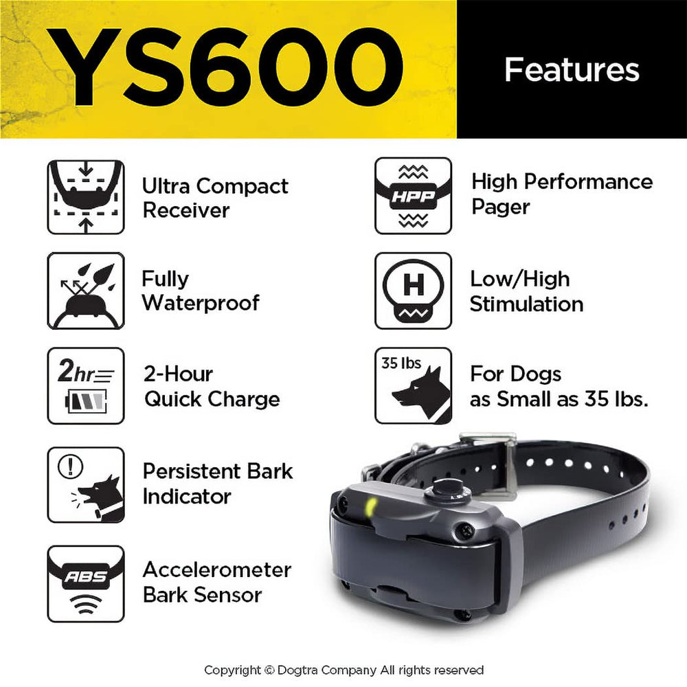 Dogtra YS600 accelerometer sensor close-up for accurate bark detection.