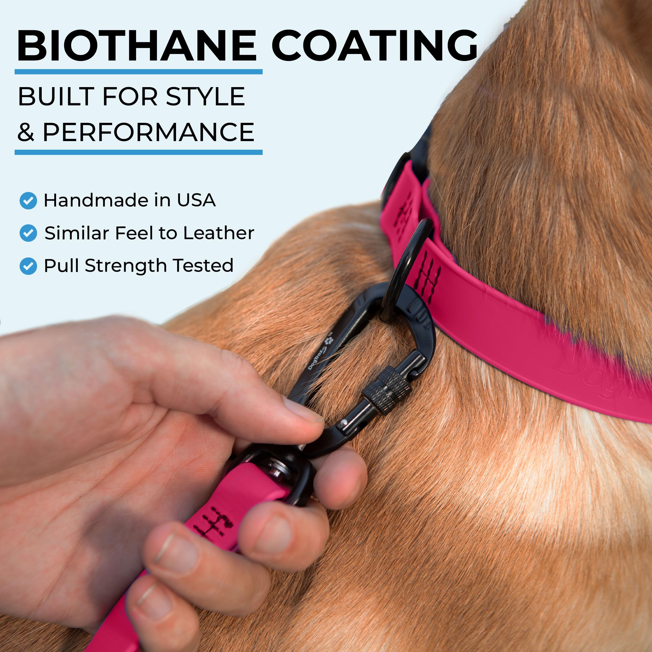 DogTraxs Biothane 4ft leash pink ideal for well-trained dogs during outings
