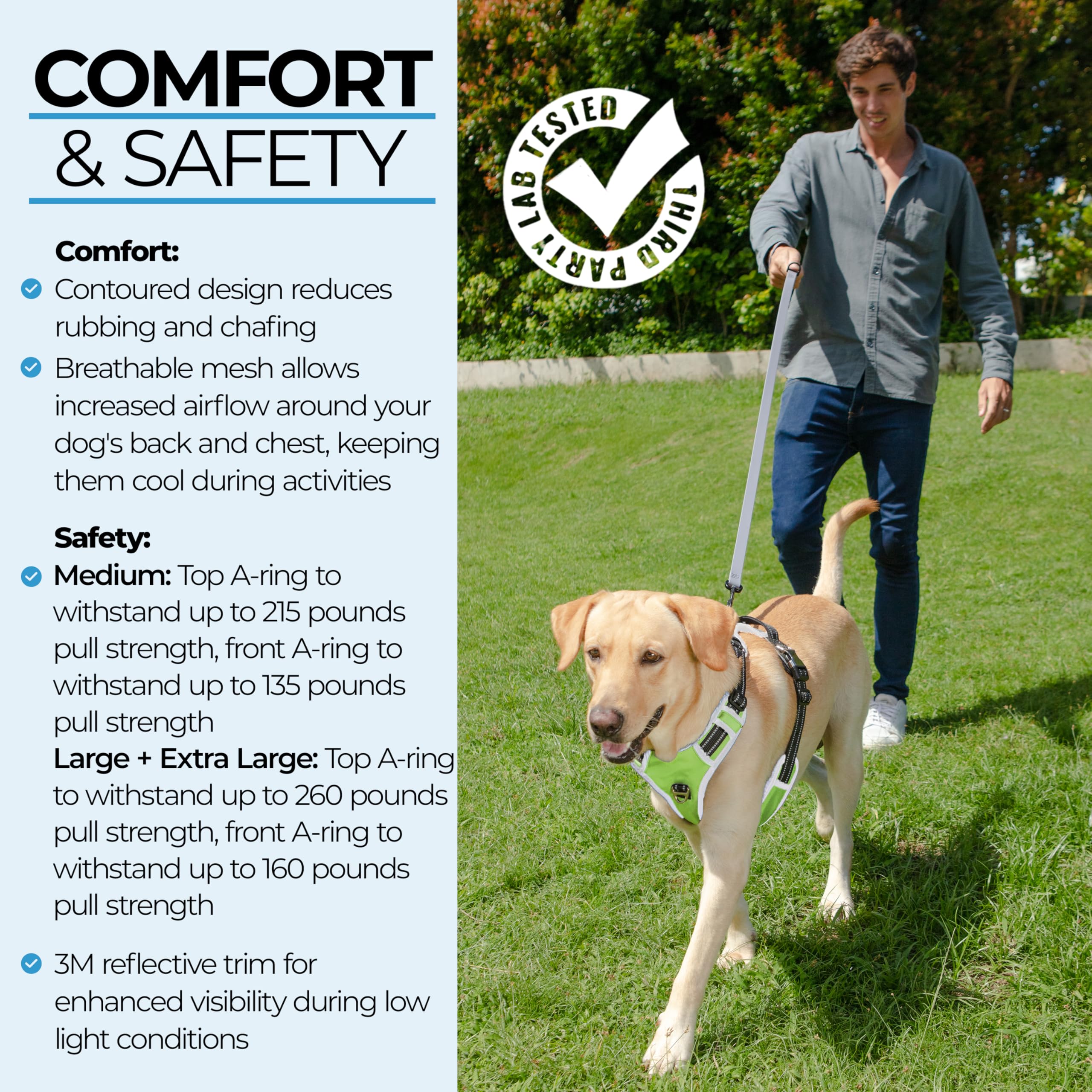 DogTraxs durable top ring withstands strong leash pulls