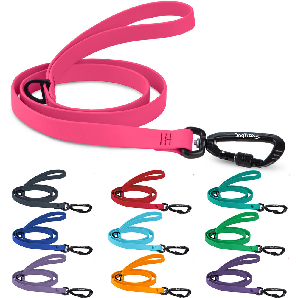 DogTraxs essential Biothane leash pink aluminum swivel clip keeps collars secure on daily walks