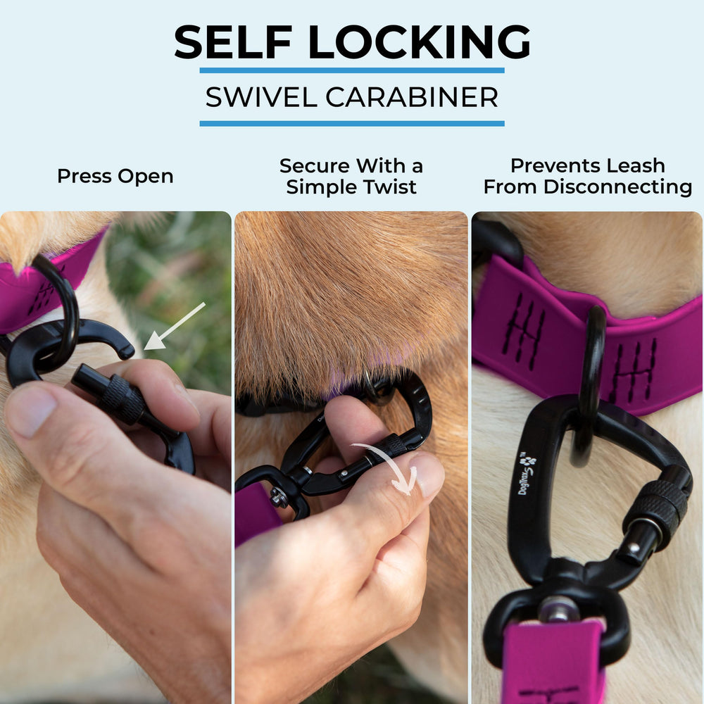 DogTraxs essential Biothane Leash waterproof and odor-resistant for wet-weather use.