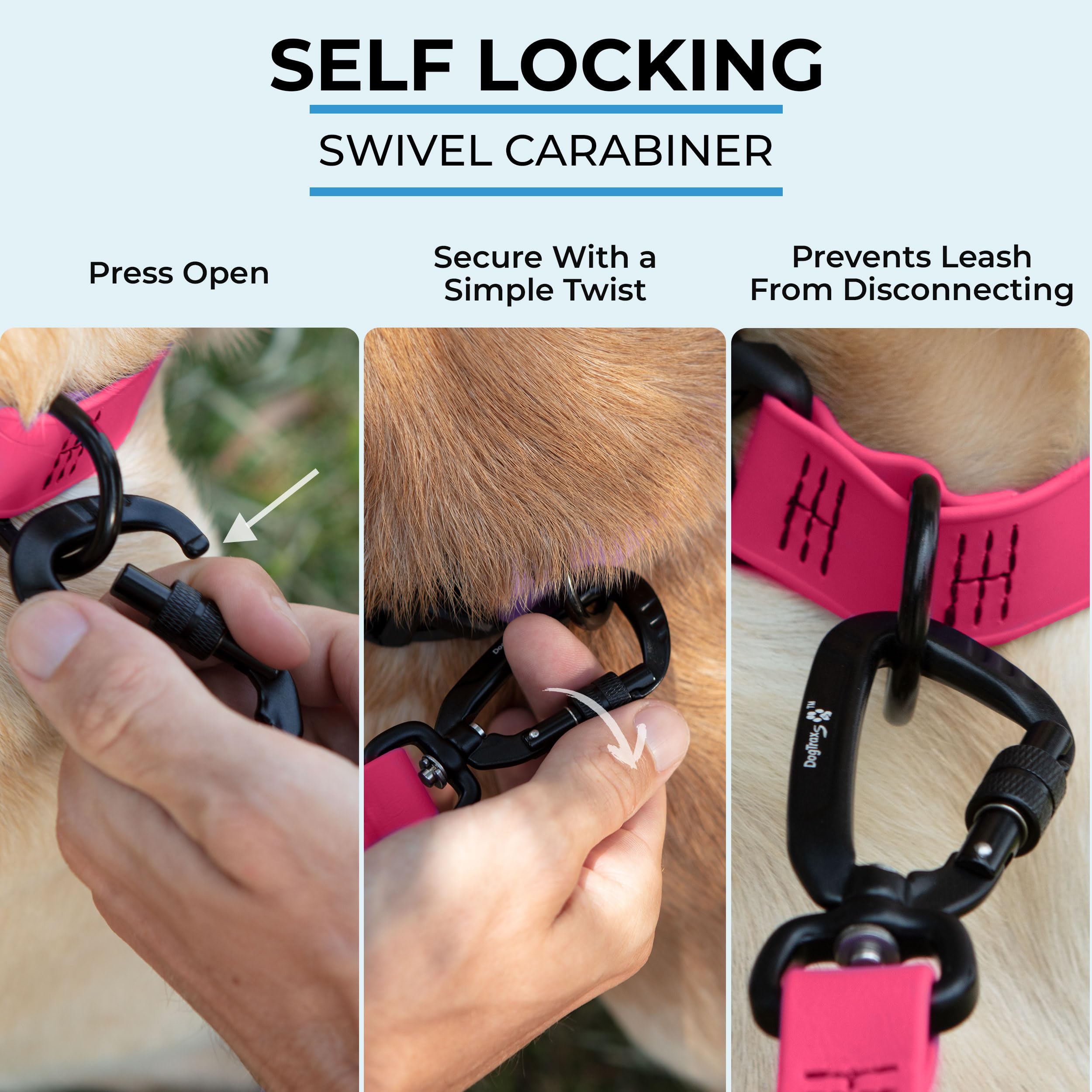 DogTraxs Handmade USA leash pink crafted by artisans with durable Biothane