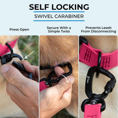 DogTraxs Handmade USA leash pink crafted by artisans with durable Biothane